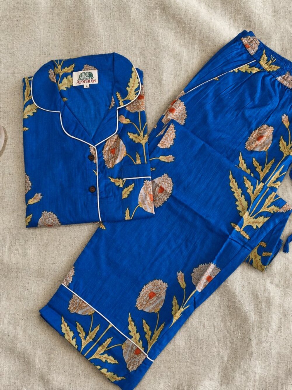 Indian Cotton Pajama Set, Hand Block Print Night Suit, Gifts For Her